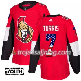Ottawa Senators tröja Kyle Turris 7 Röd USA Flag Fashion 2017-2018 Adidas Authentic - NHL Tröjor Barn
